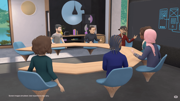 virtual meeting room in Horizon workrooms